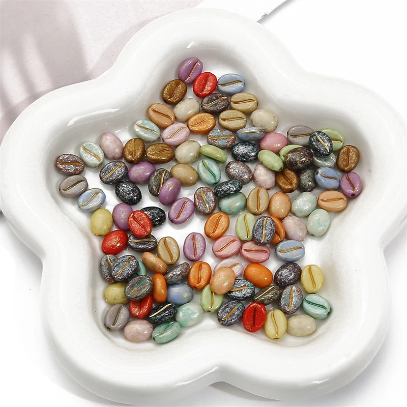 Акриловые бусины в форме кофейных зерен 10x8 мм 20/50 шт