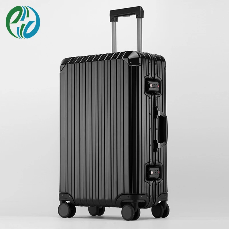 

Высококачественный чехол PUOU из алюминиево-магниевого сплава для делового чемодана, чемодан на колесиках, чемодан на колесиках, замок TSA на з...
