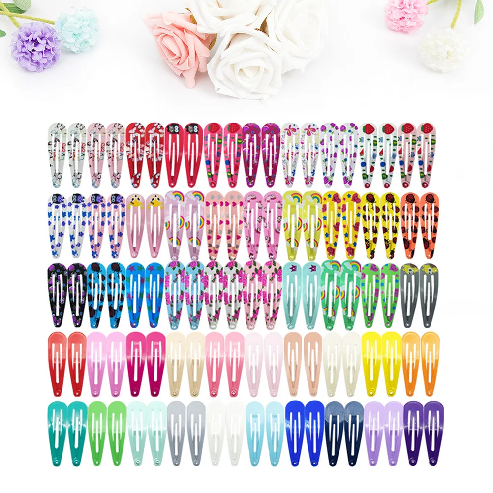 

100pcs Printed Hair Clip Fashion Children Hair Accessory Adorable Kids Headdress Girls Hairpin Creative Bang Clip