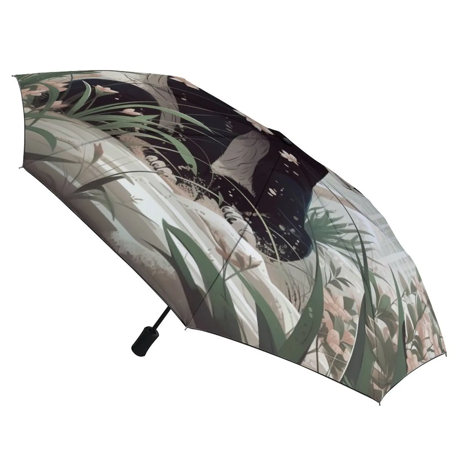 

Автоматический зонт в виде панды, плоский зонтик с векторным Изображением Животных, черный легкий, с защитой от УФ лучей, для мужчин и женщин