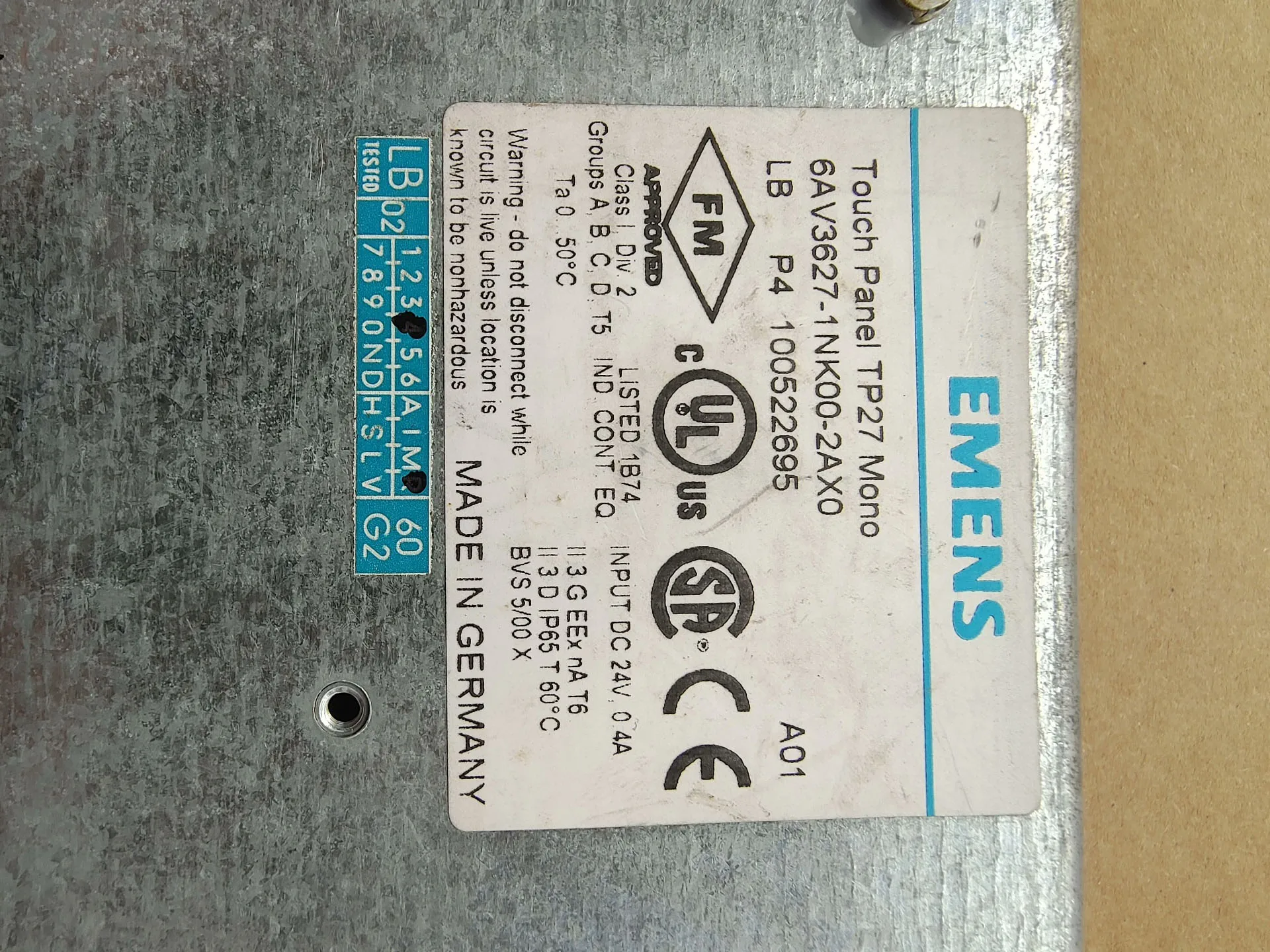 Фото 6AV3627-1NK00-2AX0 Панель HMI для Siemens 6AV3 627-1NK00-2AX0 №5