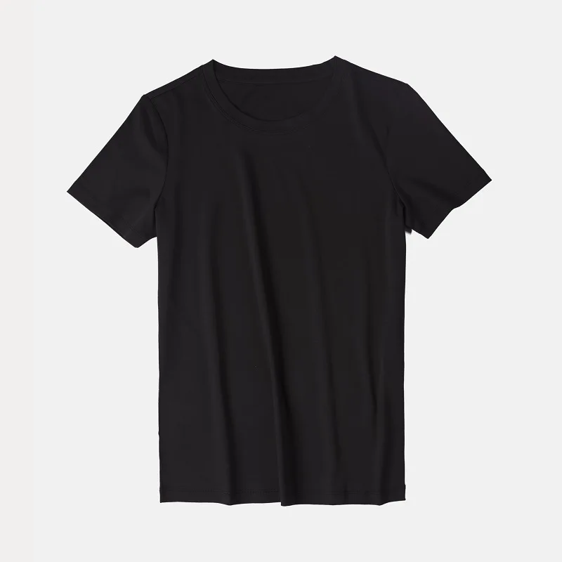 

Skim 9-color Double-sided Silk Cotton Cotton Short-sleeved T-shirt Female Slim Simple Round Neck V-neck T-shirt Female Wild