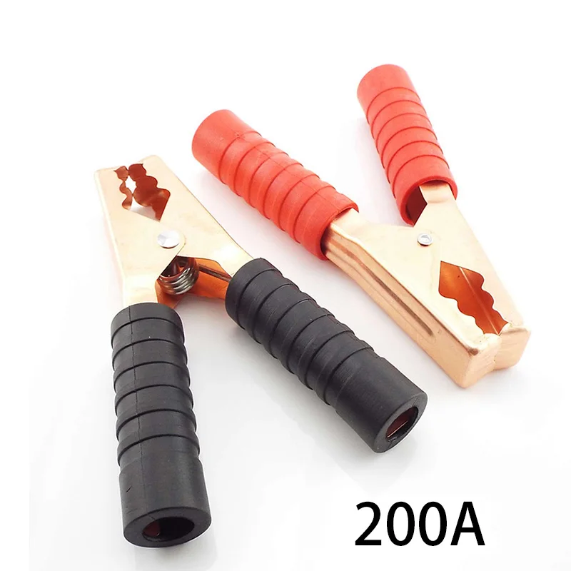 

200A 14cm Alligator Clips Hot Car Battery Clamp Crocodile Clip Red Black Electrical Connection Battery Terminals Power Wire Test