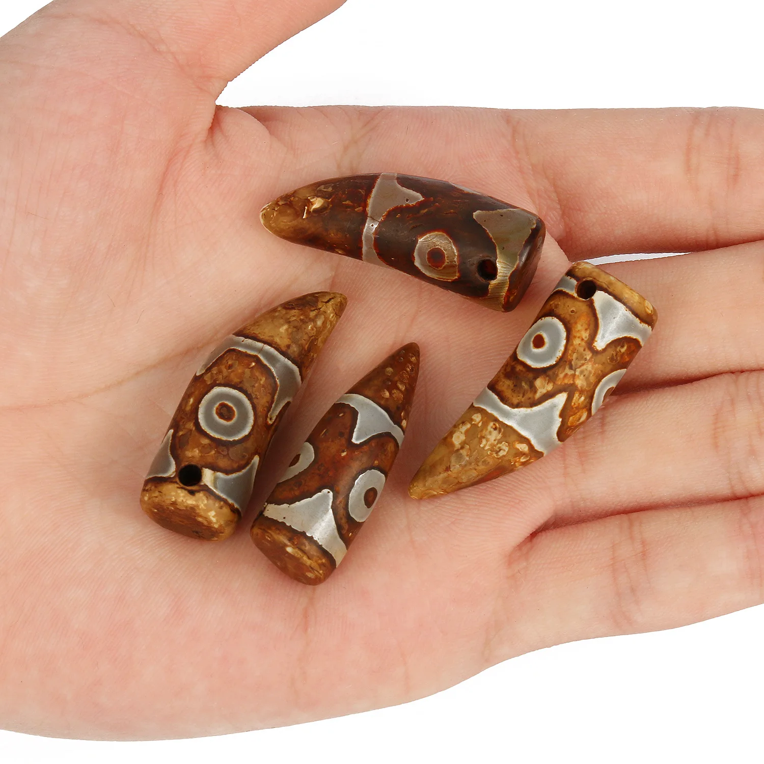 1pcs Natural Onyx Dzi Beads Black and White 3 Eyes Love Column Necklace Woven Beadwork Wholesale