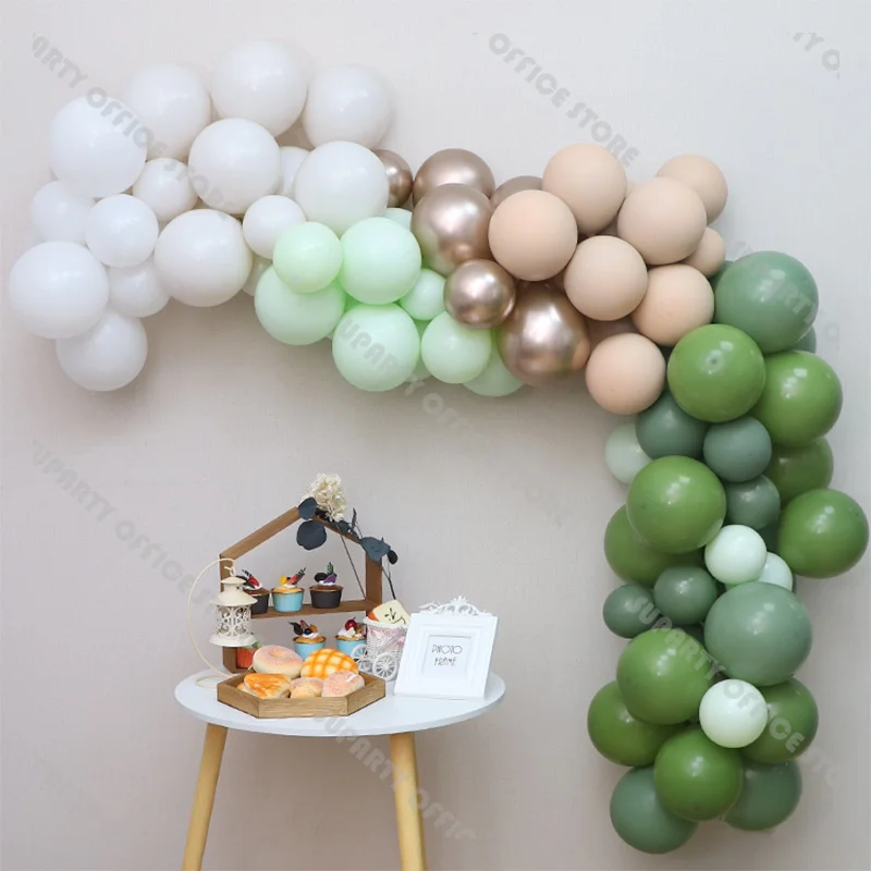 

100pcs Green Balloon Garland Kit Vintage Olive Green Dusty Green Balloon Arch Doubled Apricot Macaron Mint for Baby Shower Set
