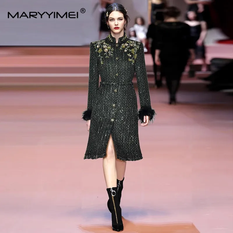 MARYYIMEI модное осенне-зимнее новое стильное женское пальто с воротником-стойкой и