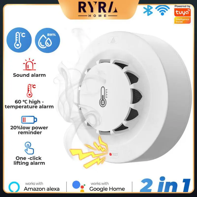 

2.4ghz Temperature And Humidity Sensor Low Battery Reminder Firefighter Thermohygrometer Timely Rescue Smart Linkage 120ma