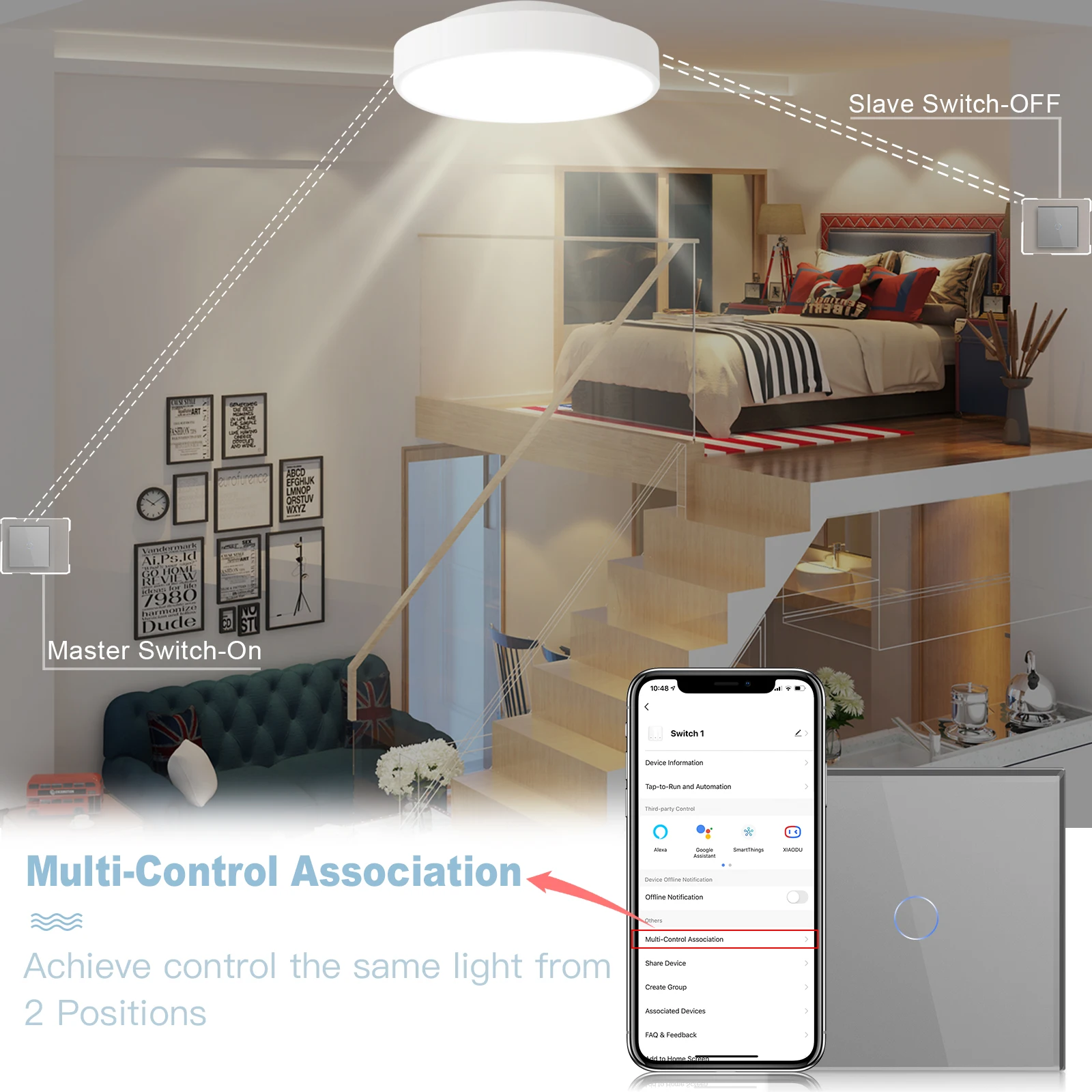 Фото Умные настенные выключатели BSEED Wi-Fi, 1/2/3-клавишные, 1/2/3/4-позиционные, сенсорные, с обычной розеткой, поддержка Tuya Smart Life №5