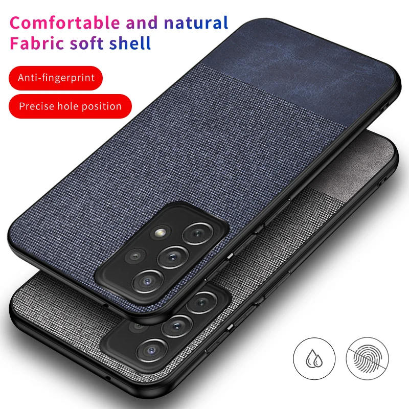Splicing Canvas Case for Samsung A13 A12 4G 5G Soft Silicone + PC Luxury Fabric Phone Cover for Galaxy A52 A72 A22 A32 A71 A51