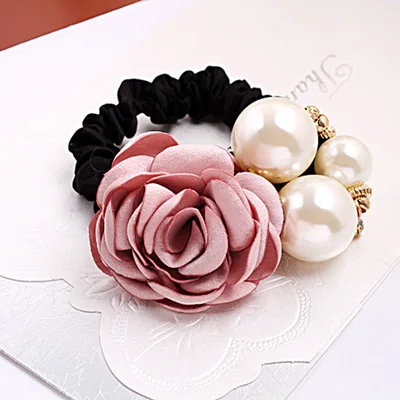 

Handmade Camellia Pearl Hair Scrunchies Elastics Hair Bands Scrunchy Hair Ties Ropes Scrunchie Floral Hair Accessories Scrunchy