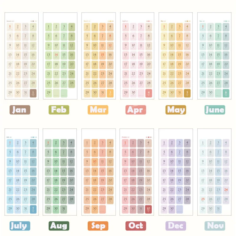 

Набор наклеек с номером и датой 12 листов