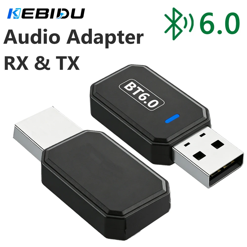 Фото Адаптер KEBIDU Bluetooth 6.0, USB-адаптер без драйверов для ПК Win11/10, беспроводной передатчик-приемник для клавиатуры, наушников, геймпада №2