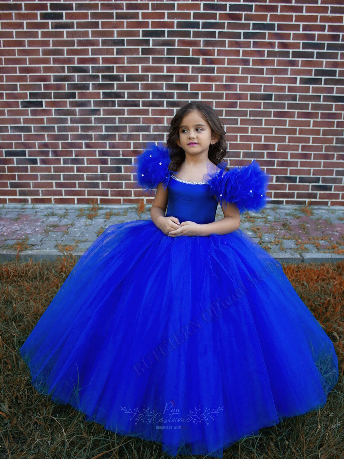 

Royal Blue Tiered Princess Flower Girl Dresses Ball Gown Baby Girls Couture Birthday Wedding Party Dresses Costumes Customised