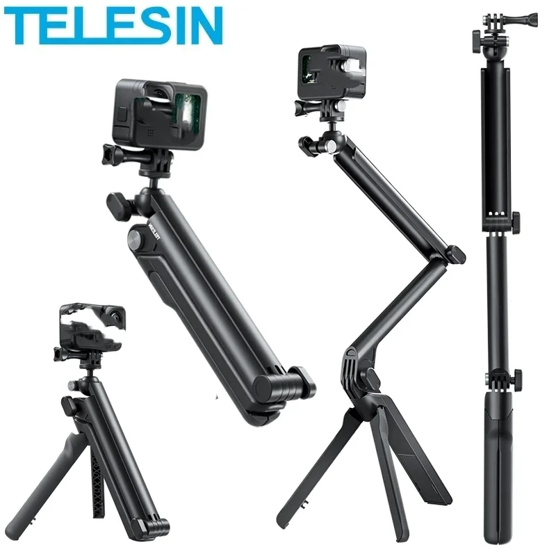 

Палка для селфи TELESIN, монопод с триподом и рукояткой для GoPro 11 10 9 DJI OSMO Action 2 3, аксессуар