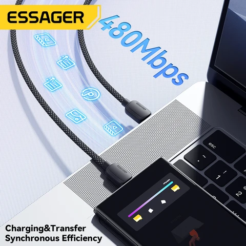 Essager 100 Вт USB-кабель типа C 5A PD Кабель для быстрой зарядки Тип C Провод для iPhone15 Xiaomi Samsung Huawei Oppo Oneplus Macbook iPad