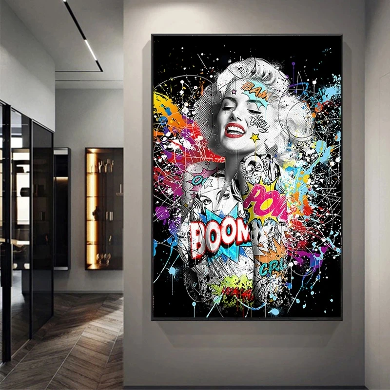 

Monroe Hepburn Decorative Movie Star Woman Poster Graffiti Pop Art Canvas Painting Living Room Wall Art Prints Modern Home Decor