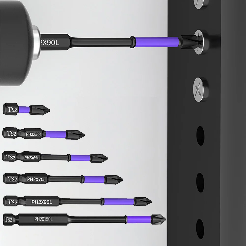 

1/6PCS Non-Slip PH2 Magnetic Batch Head Cross Screwdriver Hardness Impact Drill Bit Strong Impact For Electric Screwdrivers