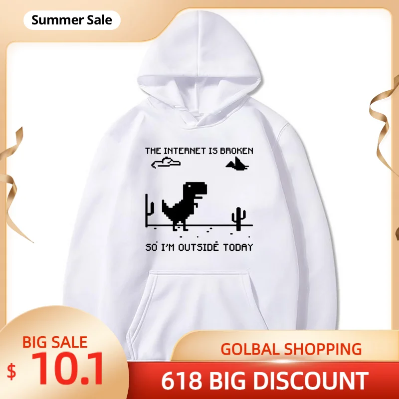 

New Autumn Men Hoodie The Internet Is Broken Web Page Computer Hoodie Funny Autumn Long Sleeve Hooded Coat