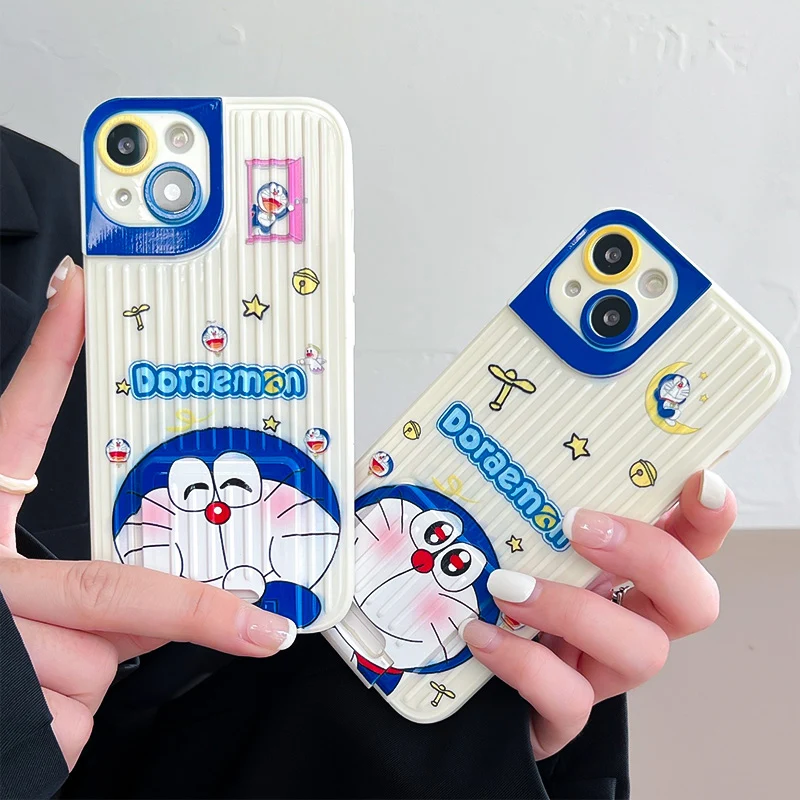 

BANDAI Cartoon Doraemon Stand Holder phone case for iPhone12 12Pro 12Promax 11 13 Pro 11Promax X XS MAX XR cover phone holder