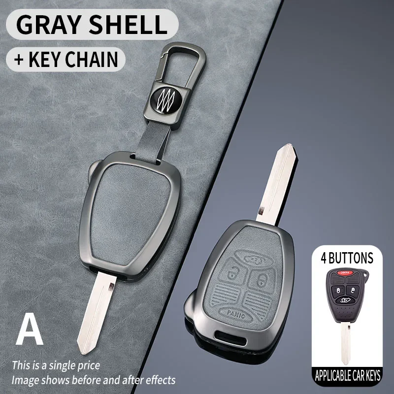 

Металлический кожаный чехол для ключей для Chrysler Voyager Pacifica 300c PT Cruiser Dodge Caliber Avenger Jeep Grand Cherokee Compass Patriot