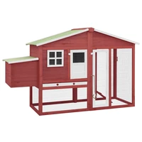 chicken house with red and white nib solid pine wood