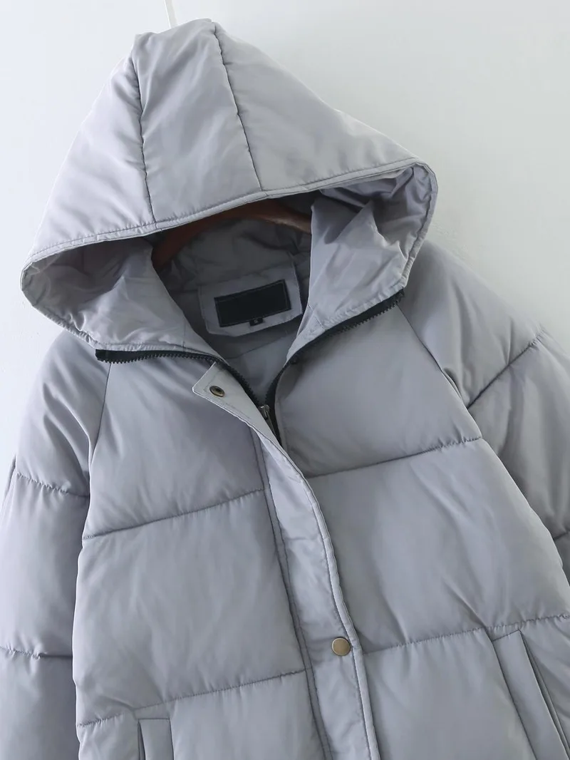 2021 New Fashion Winter Down Padded Jacket Women Mid-length Thick Loose Large Jacket Women Hooded Collar Solid Color  Jacket
