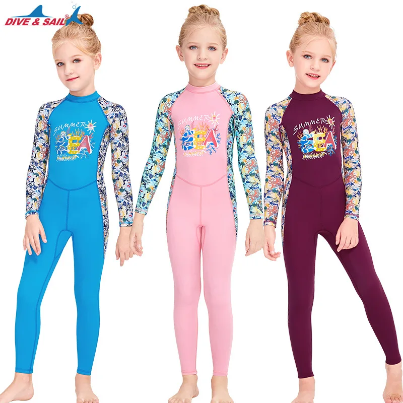 

2021 New Wetsuit Children Wetsuit Swimsuit Girls Long-Sleeved Surfing Swimsuit Anti-Ultraviolet Swimsuit Wetsuit