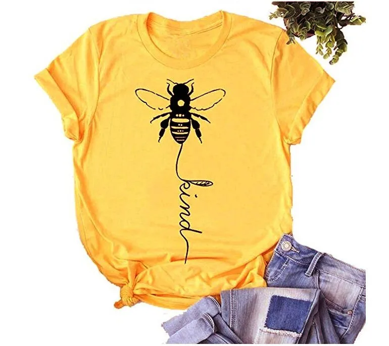 

Bee Kind Tshirt Women Casual Letter O-neck Graphic Tees Aesthetic 90s Graphic Tops Punk Christmas Shirt 2022 New Japanese XL