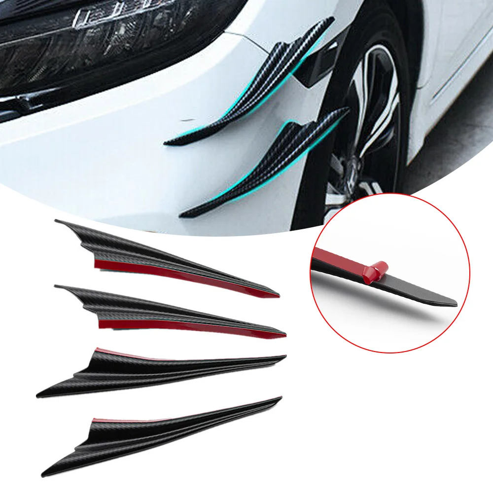

4pcs/set Universal Front Bumper Lip Decoration Diffuser Splitter Fins Body Spoiler Canards Valence Chin Car Tuning Canard