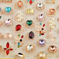 mydaner 50pcs lots wholesale simulated pearl colorful mixed ring crystal rhinestone fashion women rings mix lots bulks jewelry