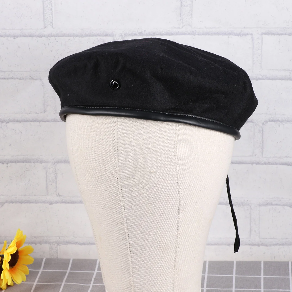 

Black Sailor Dance Hat Square Dance Performance Five-Stars Woolen Berets