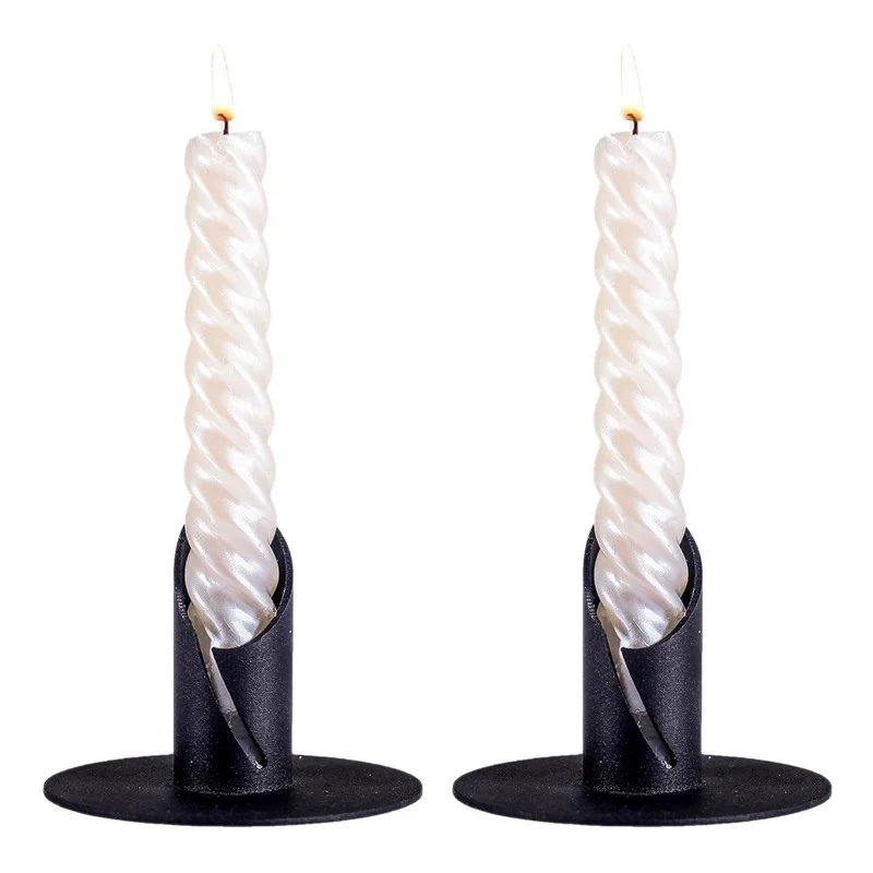 

2 pcs Metal Candle Holders Simple Style Home Decoration Table Decor Metallic Candlesticks for Stick Candles Candle Stand