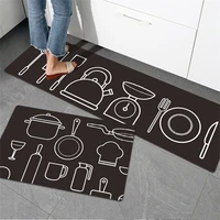 pvc leather kitchen mat creative graffiti rectangle floor rug fashion home decoration waterproof oil proof easy to clean carpet