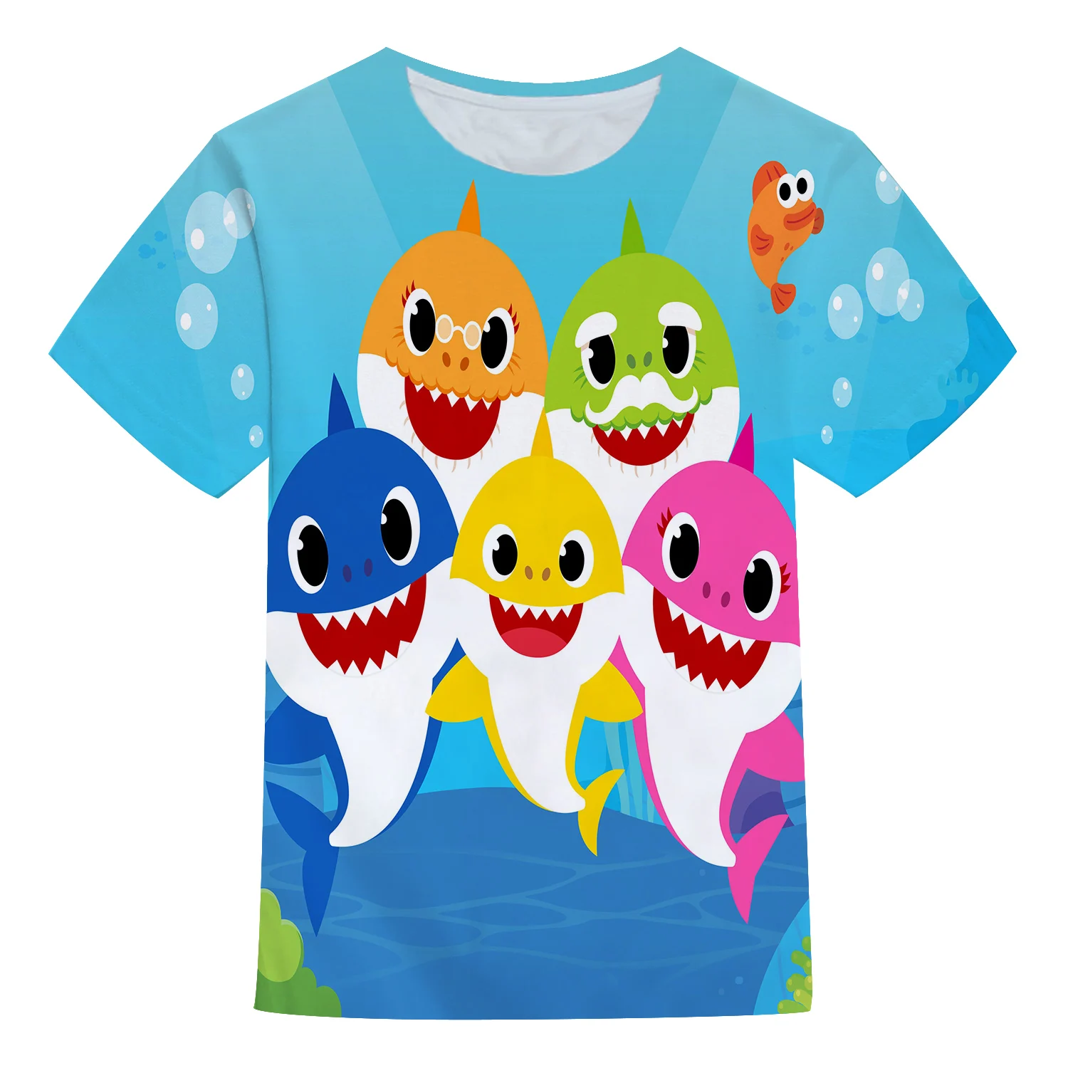 

2022New Summer Girls Short Sleeve Clothes New Children's Clothes Shark 3d T-shirt Quick Drying Polyester Shirt Male Baby Clothes