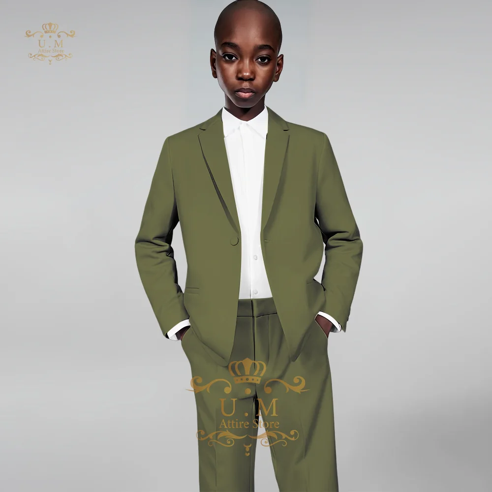 Костюм армейского зеленого цвета для мальчиков 2 шт. куртка и брюки Классическая