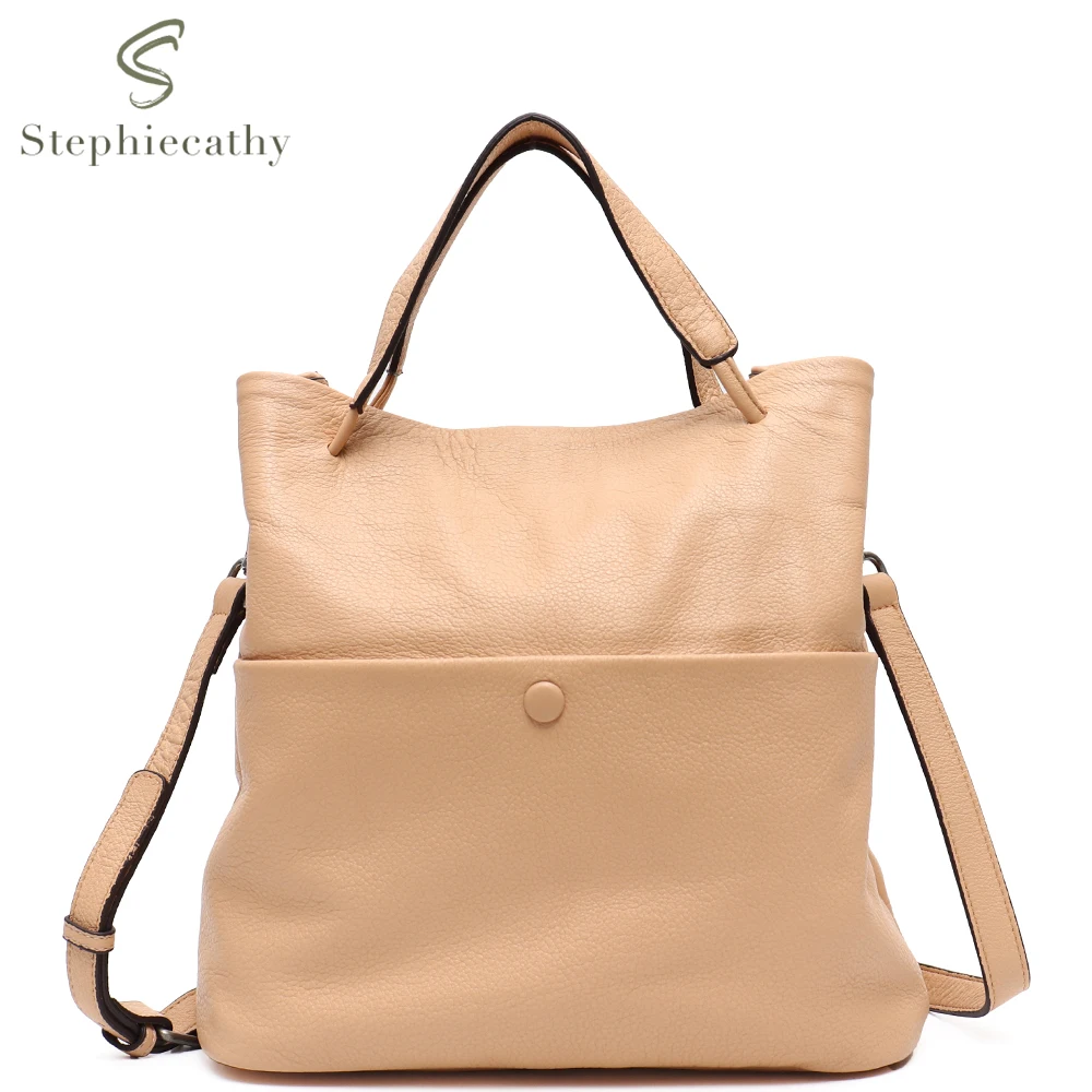 

SC Casual Soft Genuine Cowhide Leather Top-handle Bag Women Large Hobo Bucket Multi Pockets Handbag Female Daily Crossbody Purse