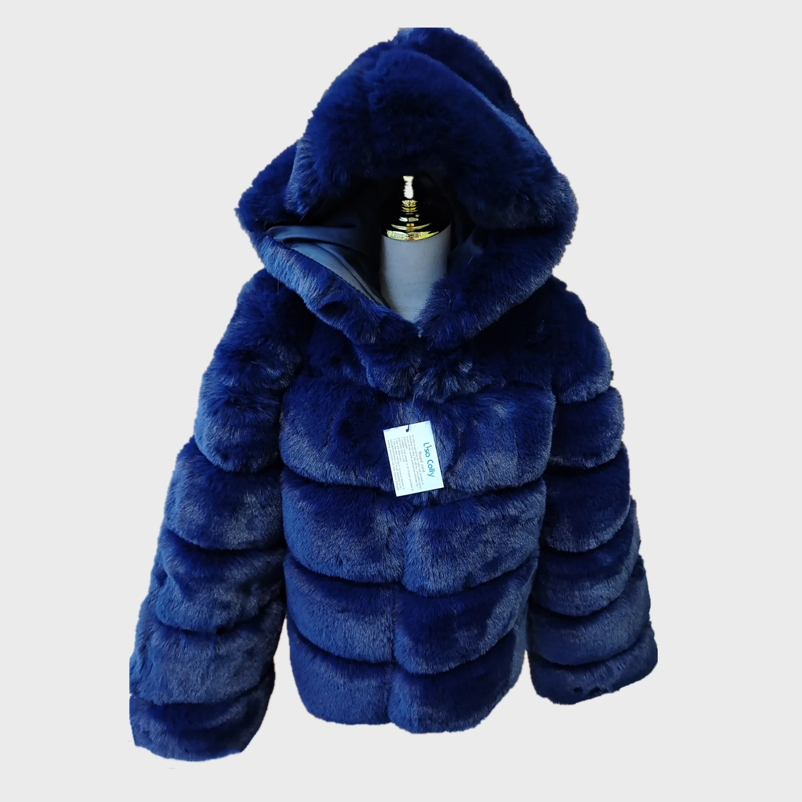 Women Winter Overcoat Outwear Long Sleeve Collar Luxury Faux Fox Fur Coat Jacket Faux Fur Black Coat With Hooded