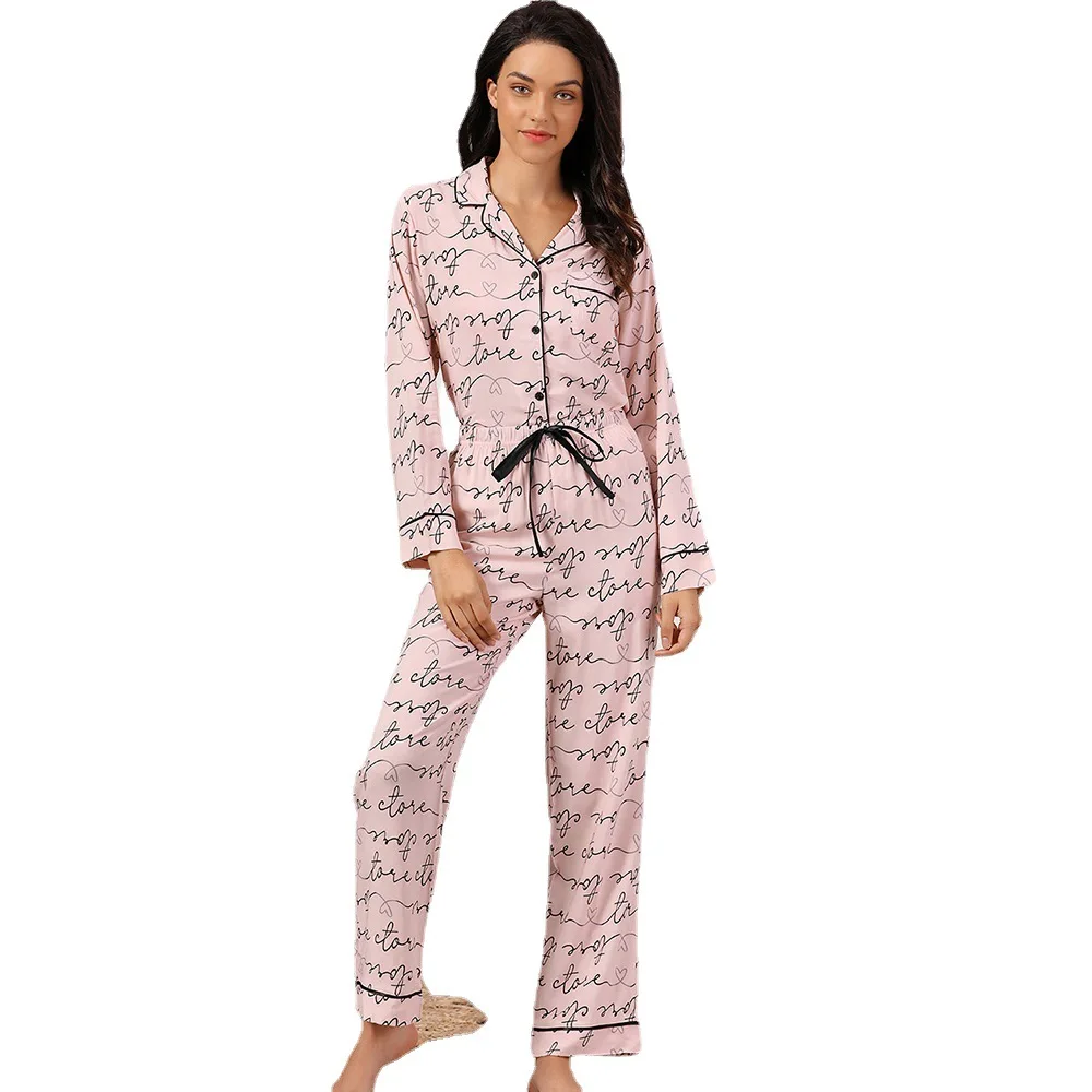 Women's Pajamas Sets Pink Color Home Wear Rayon Cotton Pyjamas Sleepwear Winter Warm Nightwear For Women