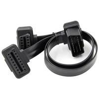 new 30cm 16 pin obd2 male to double female splitter flat thin y connector extension cable suit for obd ii port