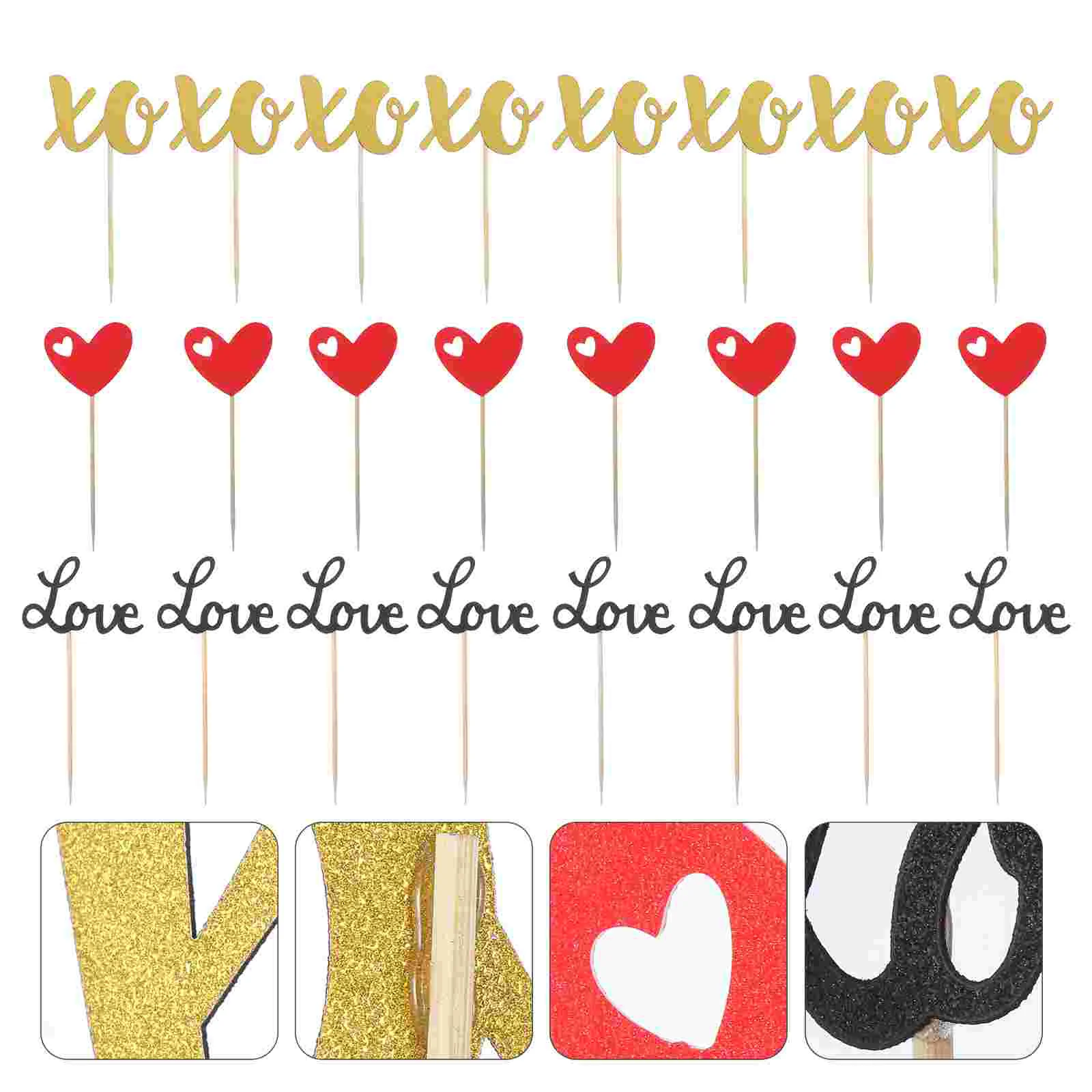 

24pcs Birthday Set Cupcake Toppers Cake Decoration for Valentines Day Party Supplies