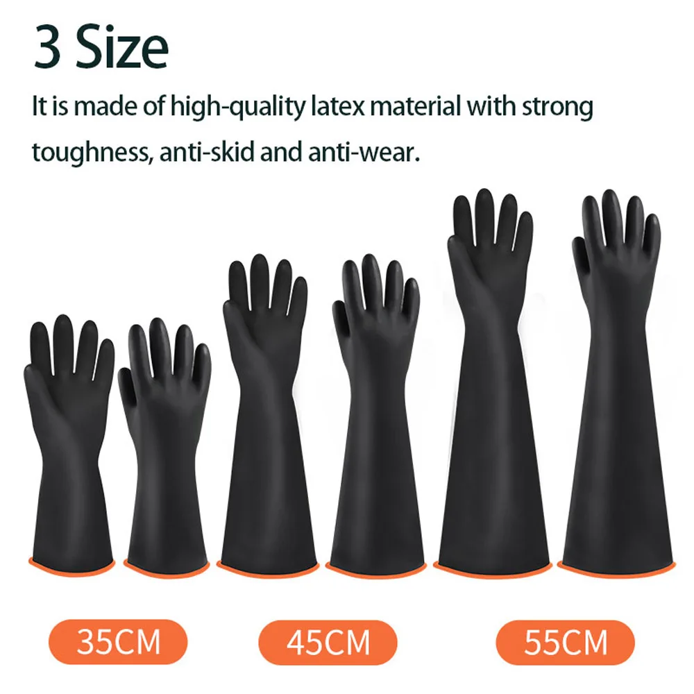 Черные перчатки 35/45/55 см сверхпрочные резиновые устойчивые к кислотам и щелочам