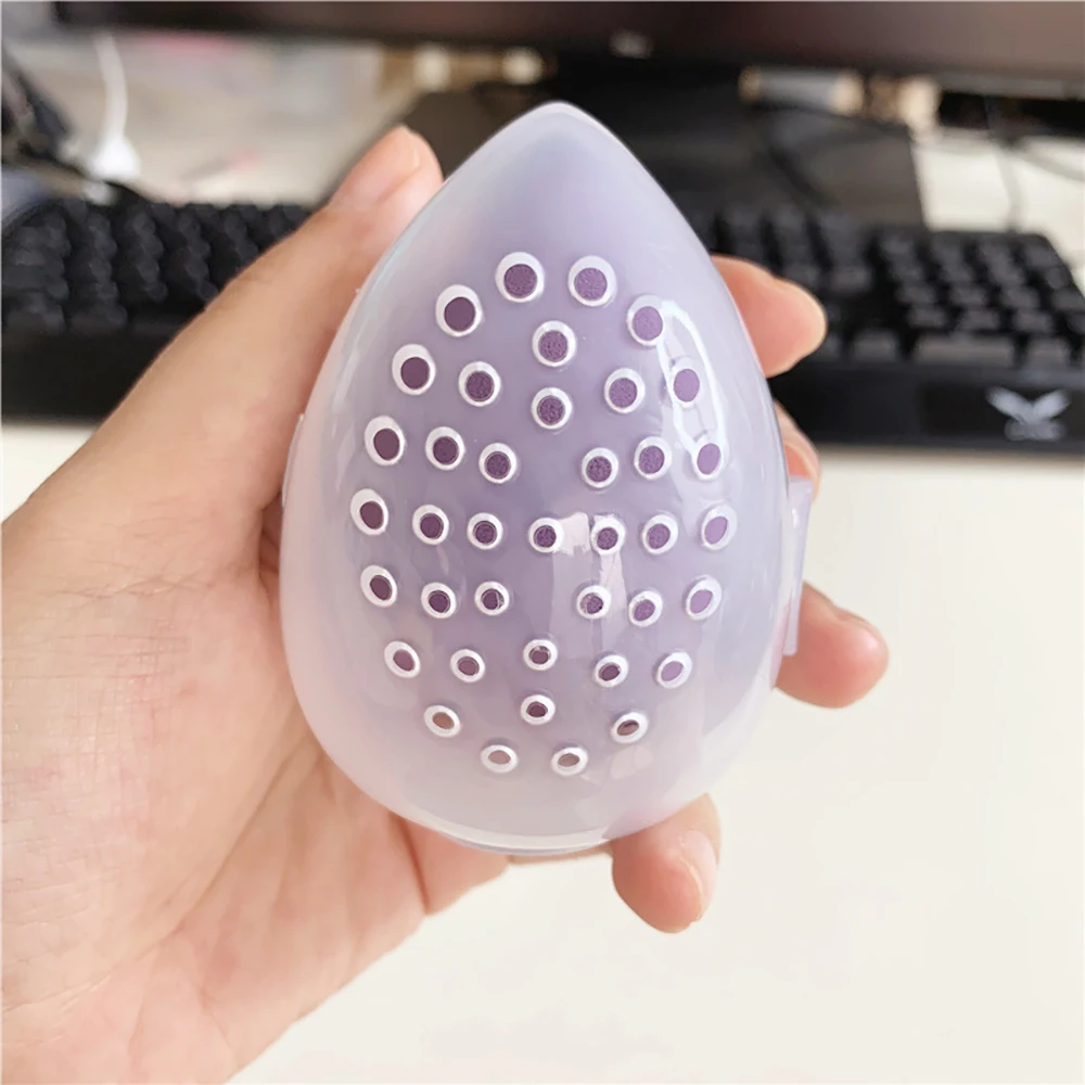 

1PC Empty Makeup Sponge Storage Box Egg Shaped Cosmetic Puff Organizer Rack Portable Makeup Blender Holder Stand Drying Box