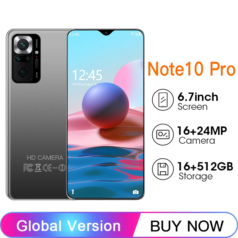 

Note 10 Pro Smartphone Android 6.7 inch 16GB 512GB celular Unlocked Mobile Phones Celulares smartphones Global Version 5G Phone