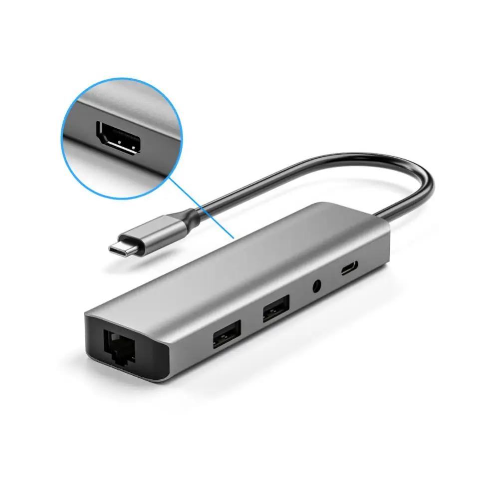 

IN 1 USB-C Hub Adapter, 4K@60Hz DisplayPort USB 2.0 Type C 60W PD Docking Station for Laptop Desktop,W27H