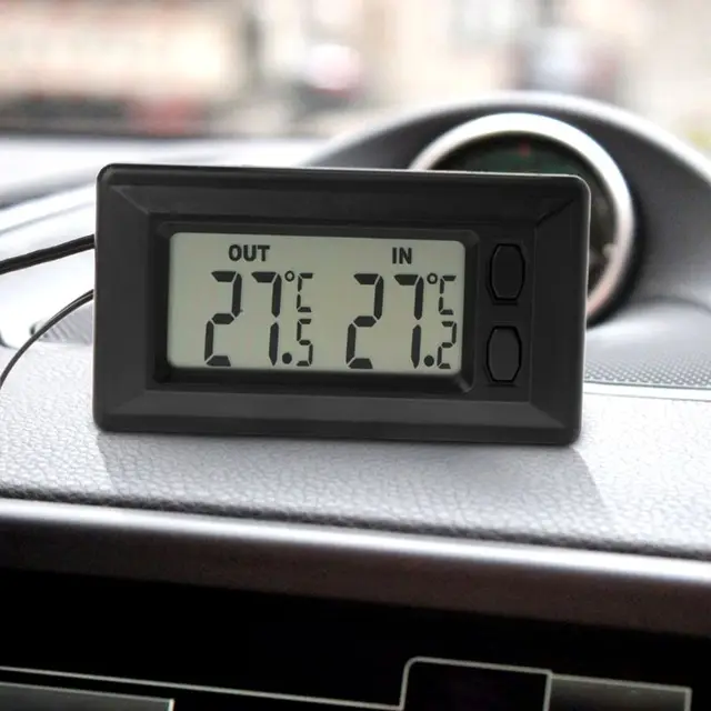 Thermomètre d'intérieur et d'extérieur pour voiture 12V, Mini écran  numérique LCD, capteur de câble de 1.5m - AliExpress