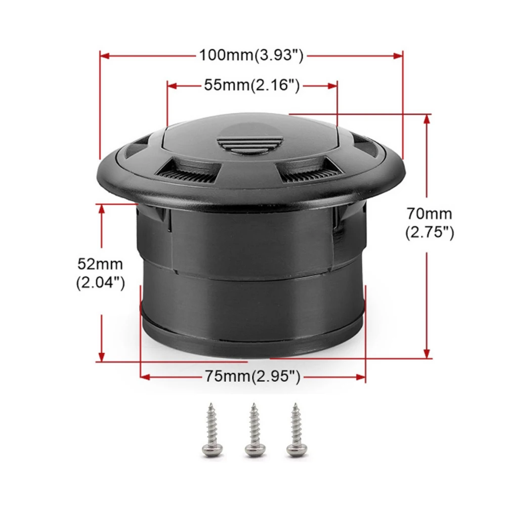 

75 мм дефлектор вентиляционного отверстия для приборной панели автомобиля A/C, дефлектор вентиляционного отверстия для кондиционирования воздуха, вращение вентиляционного отверстия для жилого автофургона
