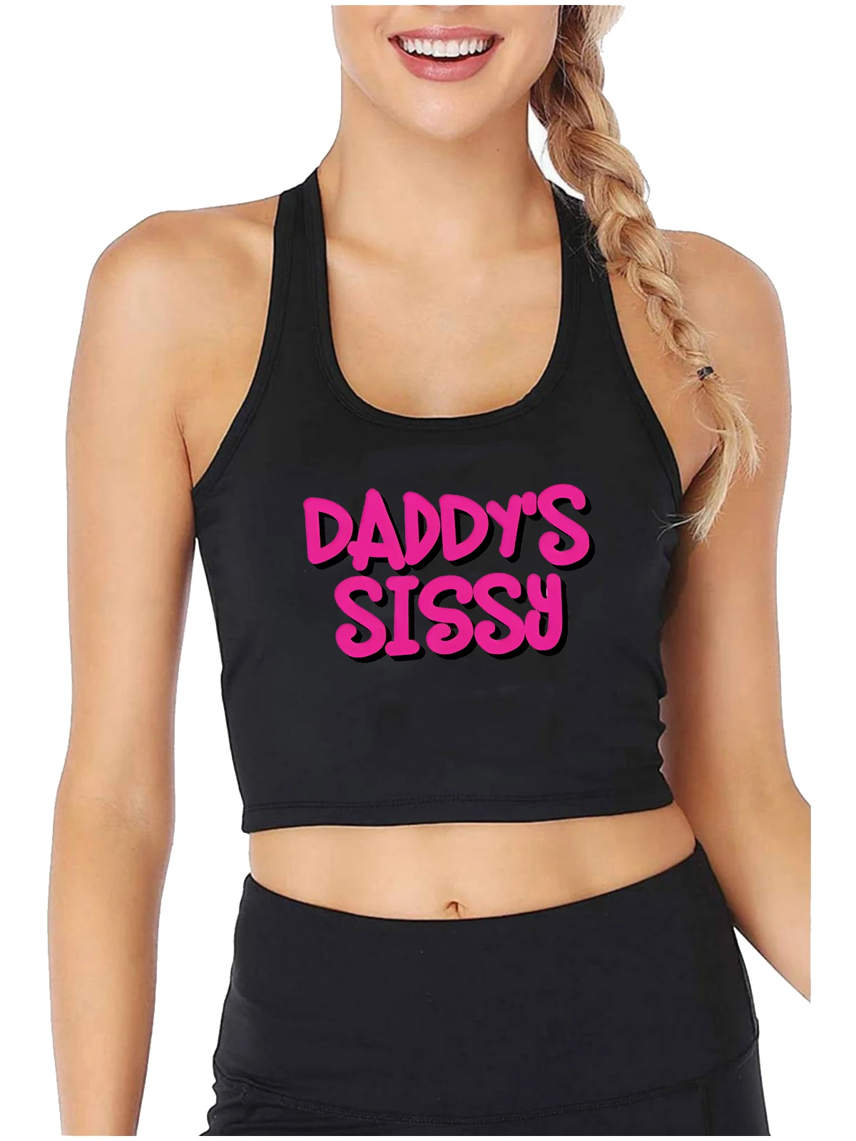 

Daddy's Sissy Design Sexy Slim Fit Crop Top Sugar Baby Humorous Fun Flirting Tank Tops Girl's Naughty Sports Camisole