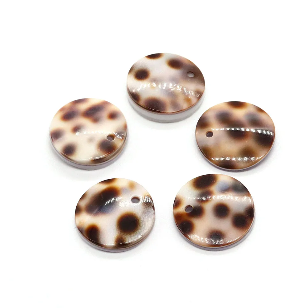 Модная Маленькая подвеска в виде ракушки с круглым леопардовым принтом 15 мм