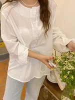 romantic french spring literary women blouses buttoned up o neck long sleeve stripe loose shirt blusas mujer de moda 2022 verano