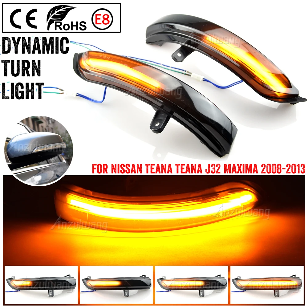 

2x LED Dynamic Turn Signal Light Side Mirror Blinker Arrow Sequential Flasher Repeater For Nissan Teana J32 Maxima 2008-2013